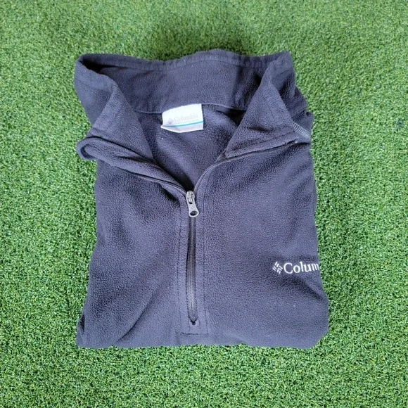 Columbia Fleece Pullover Half Zip Long Sleeve Outdoor‎ Activewear Black L - Picture 1 of 4